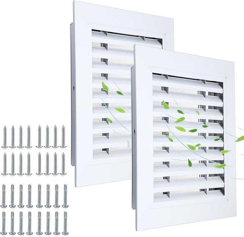 Kokone Gable Vent 2 Pcs 12''X12'' Aluminum Shed Vent with Screen and Screws Stylish Sturdy Attic Vent for Home Wall Ceiling Ventilation Garage Vent for Removing Heat and Humidity,White - Image 1